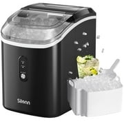 Nugget Ice Maker Countertop ,Pebble Ice Maker Machine with Self-Cleaning Function, 33lbs/24H with Ice Scoop and Basket for Home/Kitchen/Office, Black